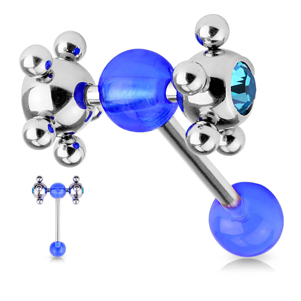 Tongue Barbell Acrylic Multi Steel Ball - Image 3