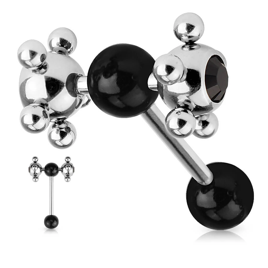 Tongue Barbell Acrylic Multi Steel Ball - Image 5