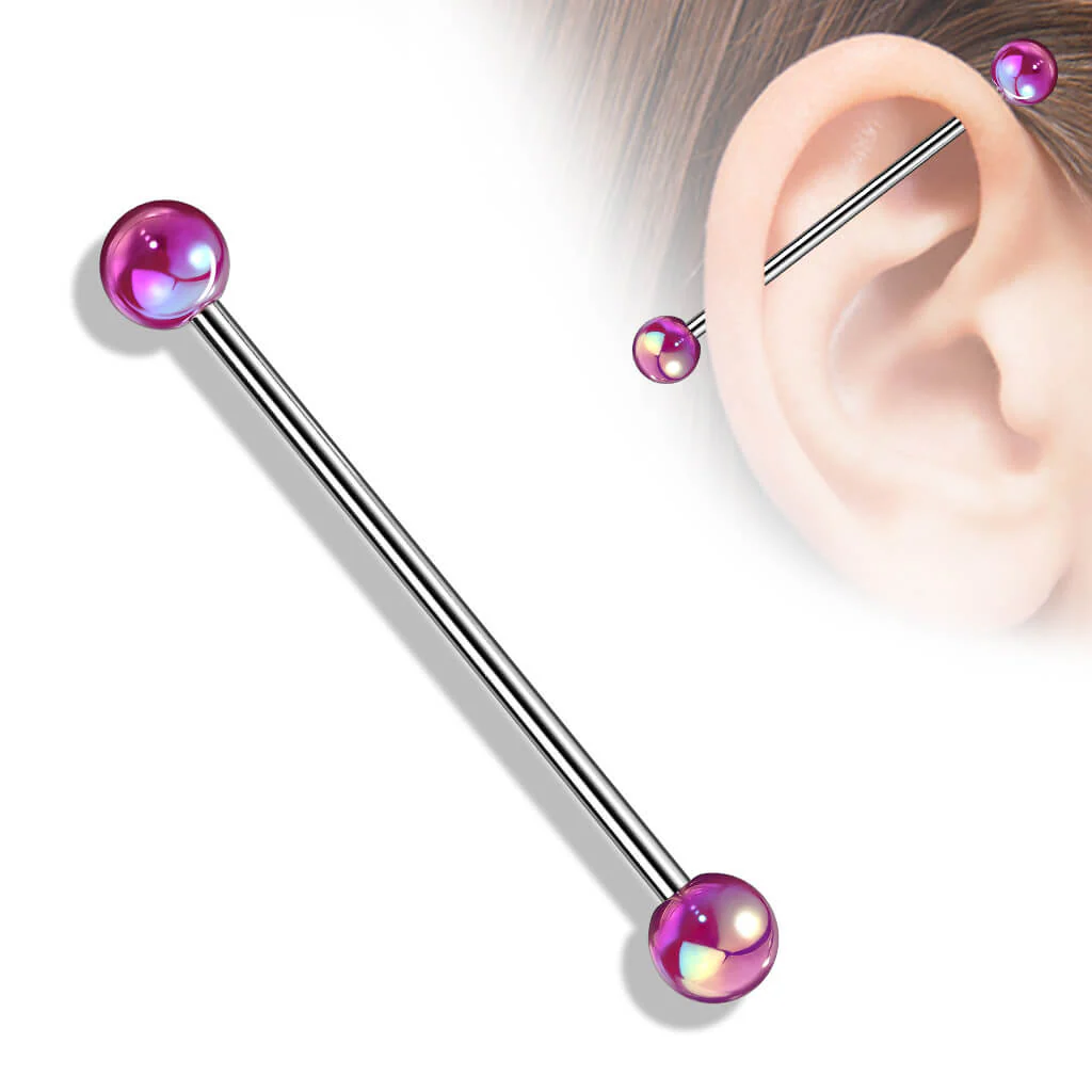 Industrial Barbell Acrylic Metalic coated Ball - Image 3