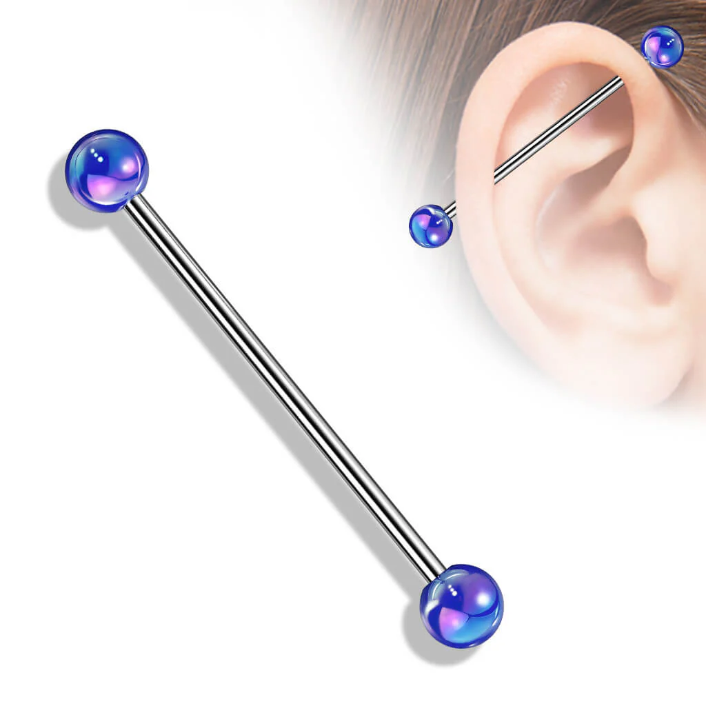 Industrial Barbell Acrylic Metalic coated Ball - Image 4