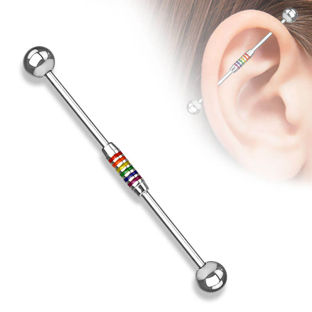 Industrial Barbell Rainbow Stripes - Image 3