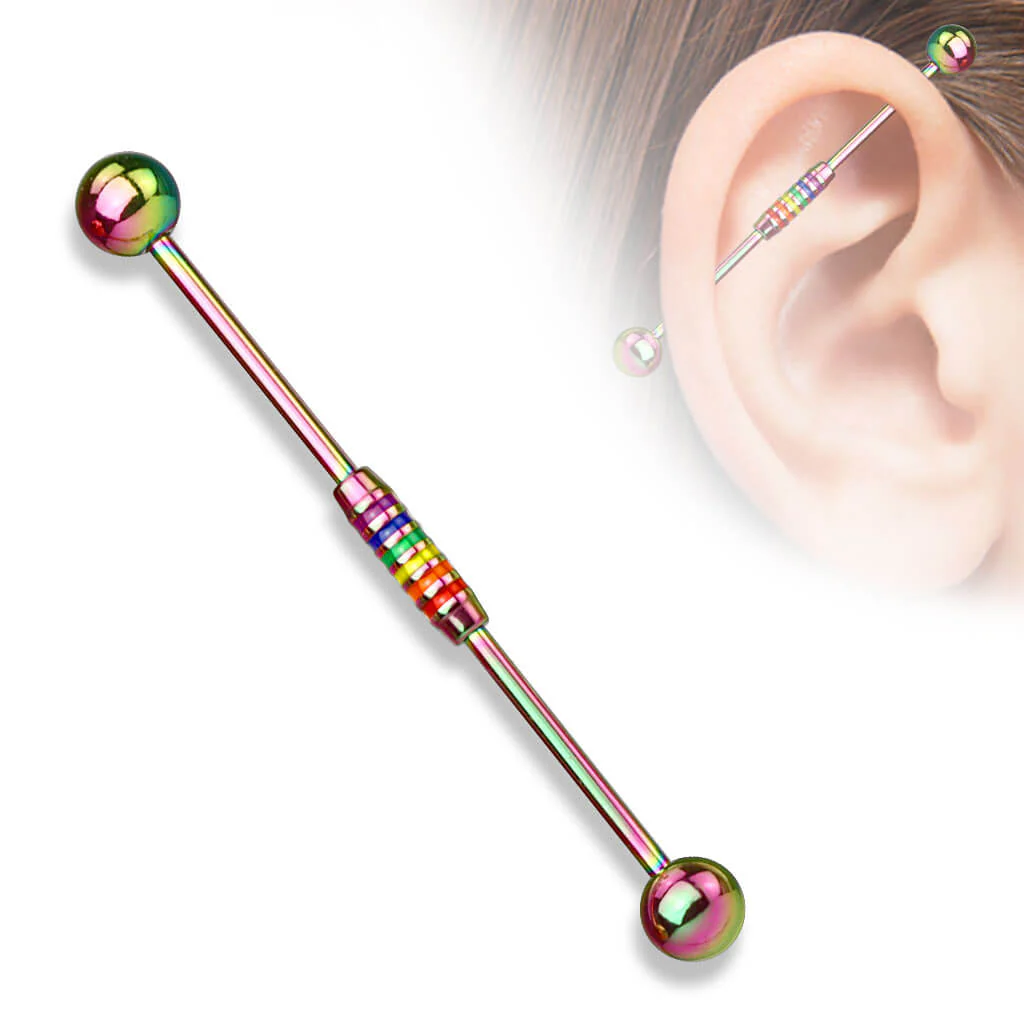 Industrial Barbell Rainbow Stripes - Image 4