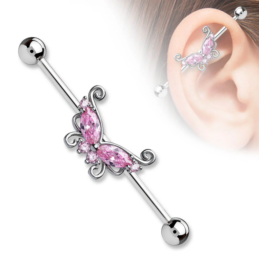 Industrial Barbell Butterfly Zirconia - Image 3