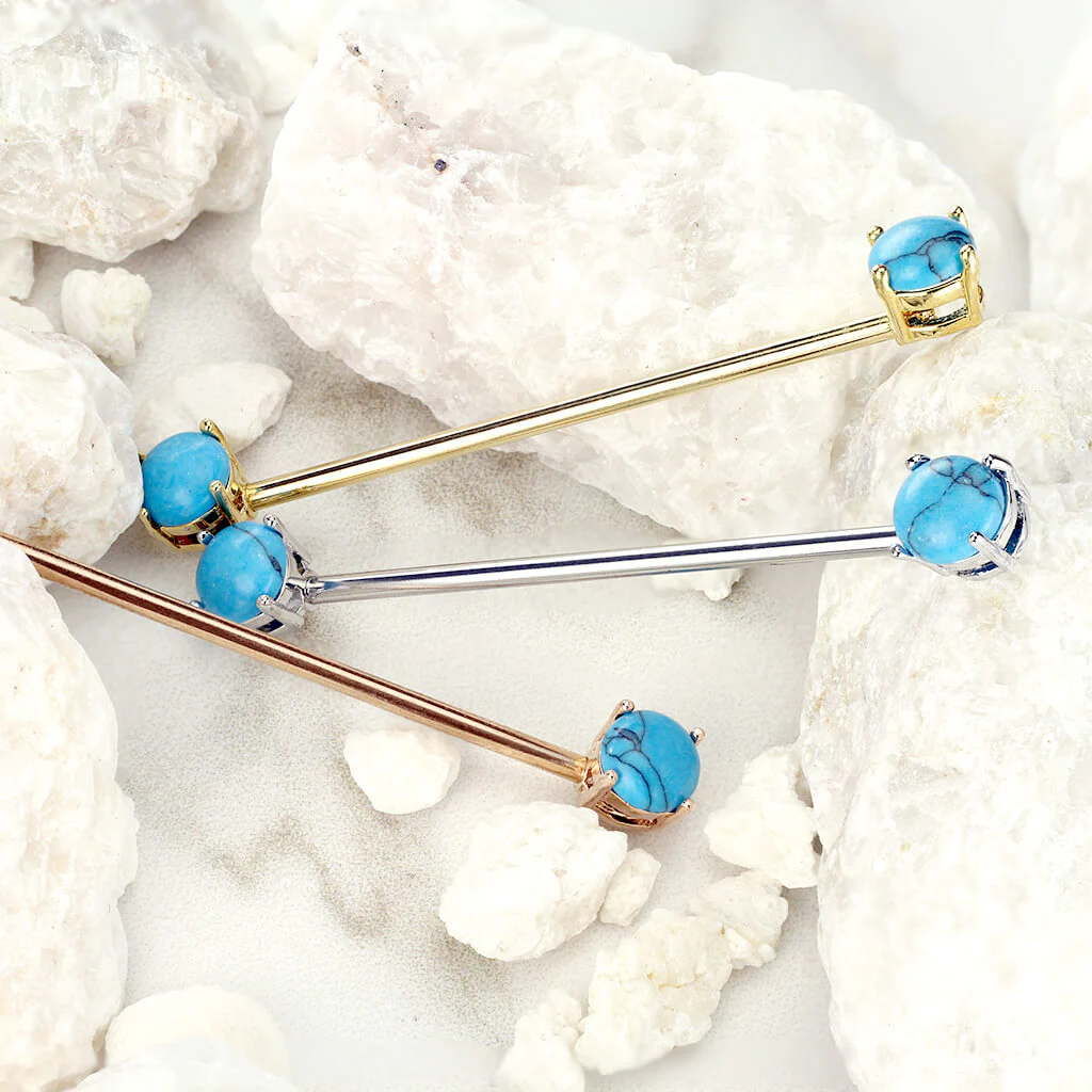 Industrial Barbell Round Synthetik Stone Turquoise - Image 3
