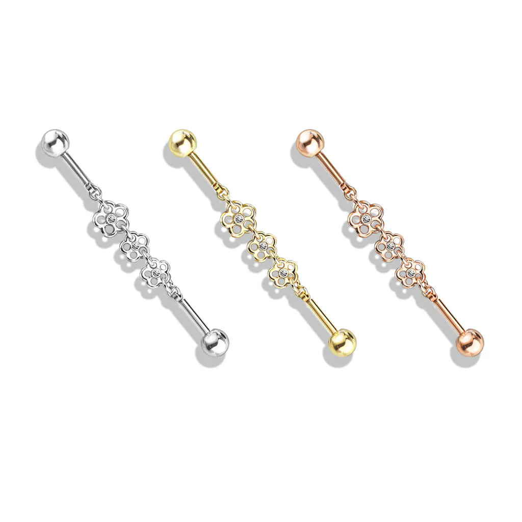 Industrial Barbell 3 Flowers Zirconia - Image 5