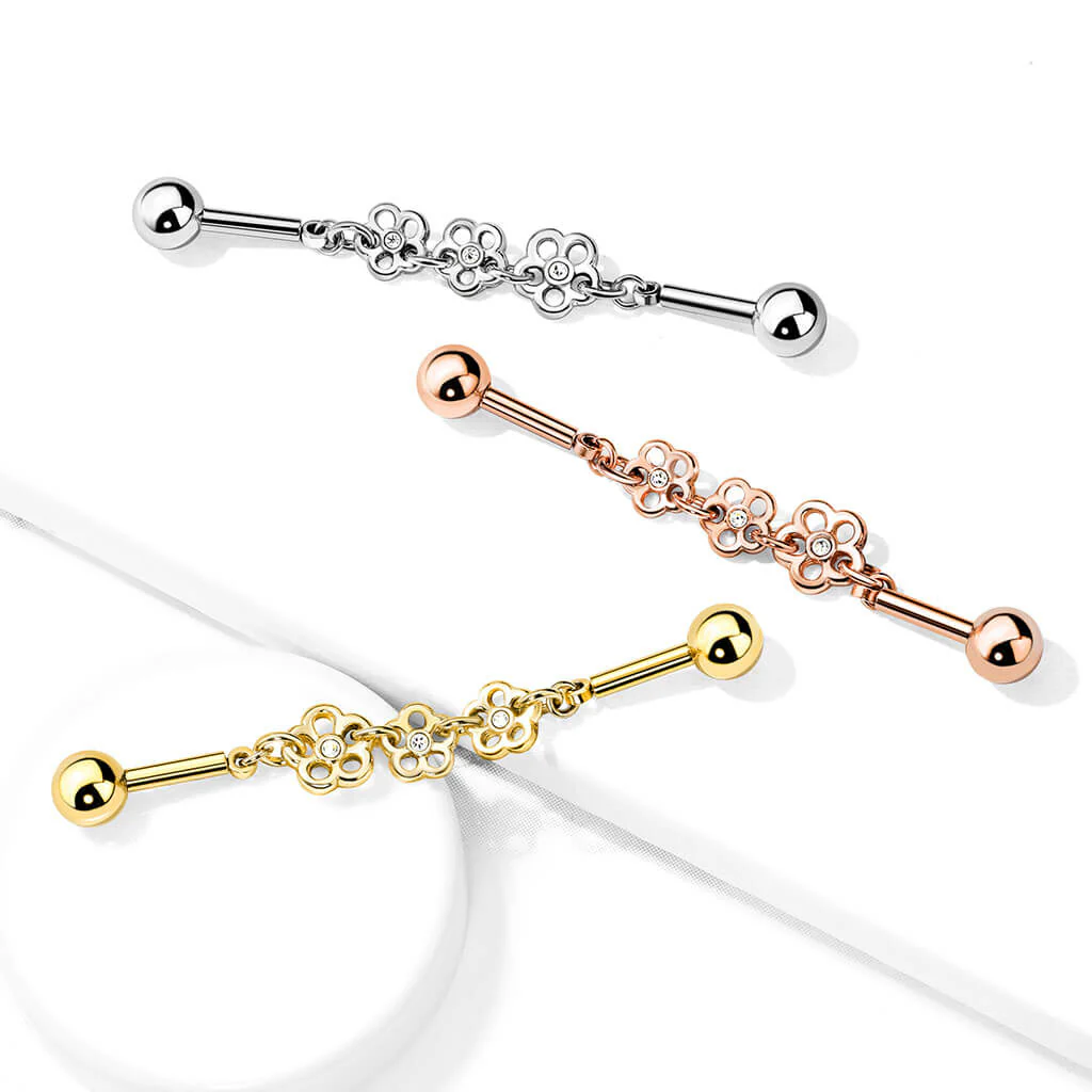 Industrial Barbell 3 Flowers Zirconia - Image 6