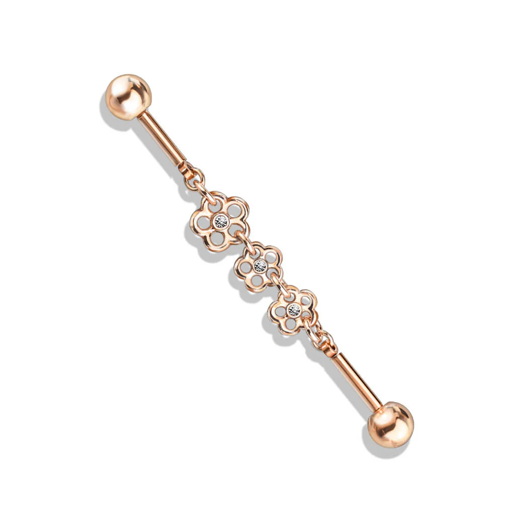 Industrial Barbell 3 Flowers Zirconia - Image 7