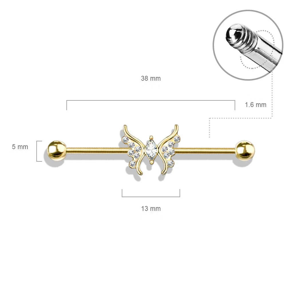 Industrial Barbell Butterfly Zirconia - Image 3