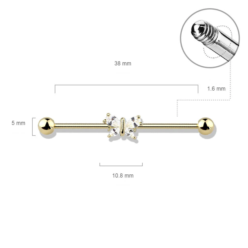 Industrial Barbell Butterfly Zirconia - Image 3