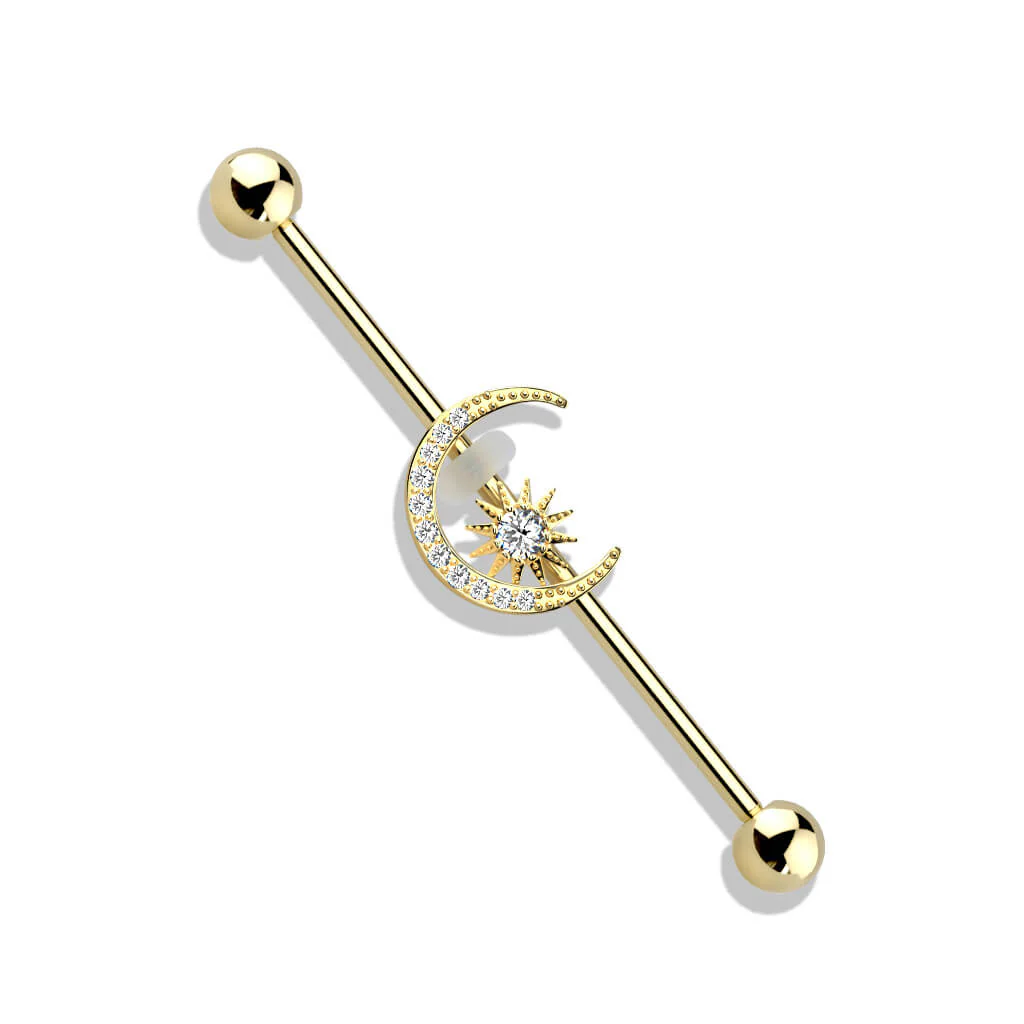 Industrial Barbell Moon Star Zirconia - Image 4