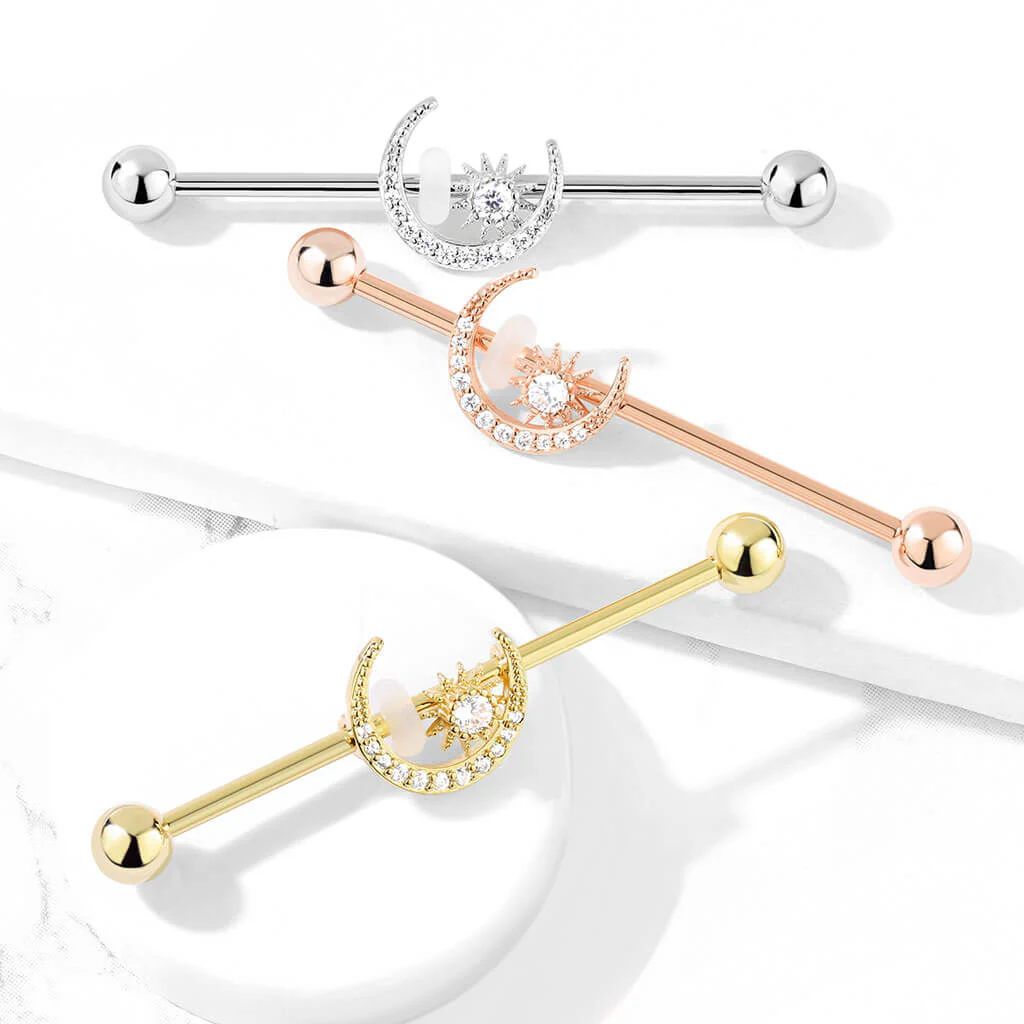 Industrial Barbell Moon Star Zirconia - Image 7