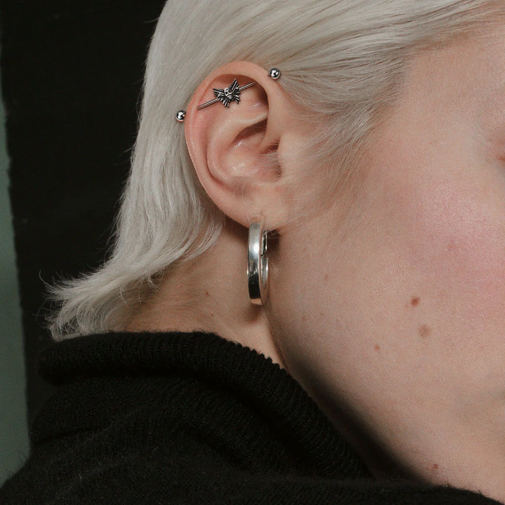 Industrial Barbell Butterfly Skull - Image 3