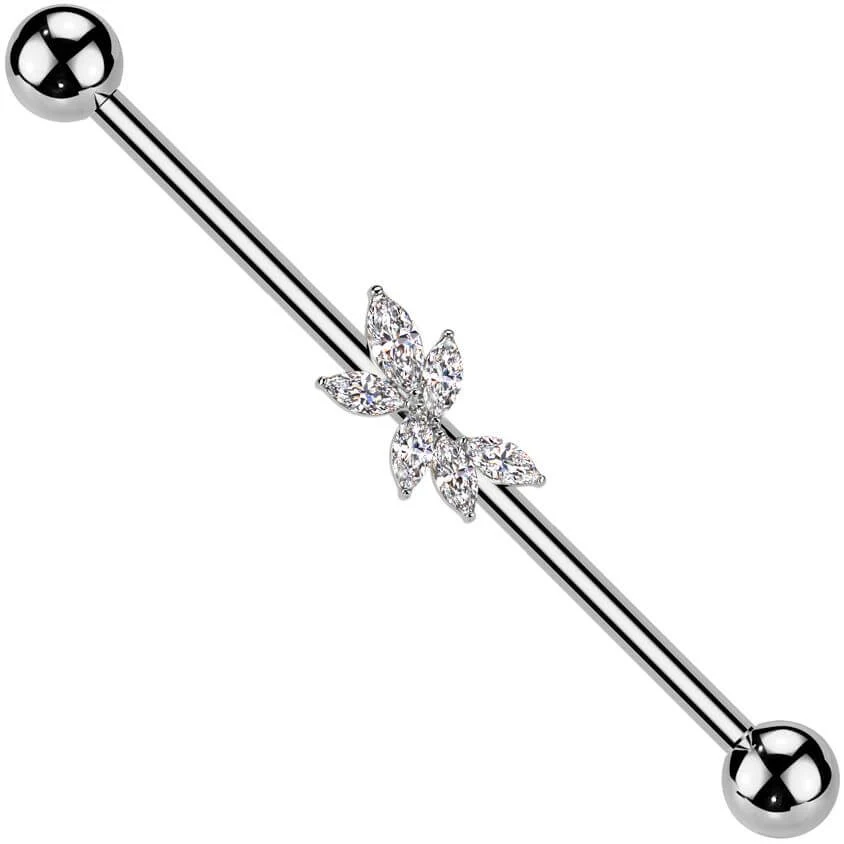 Industrial Barbell vine zirconia marquise cut