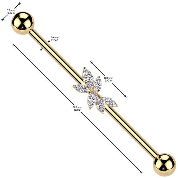 Industrial Barbell vine zirconia marquise cut - Image 2