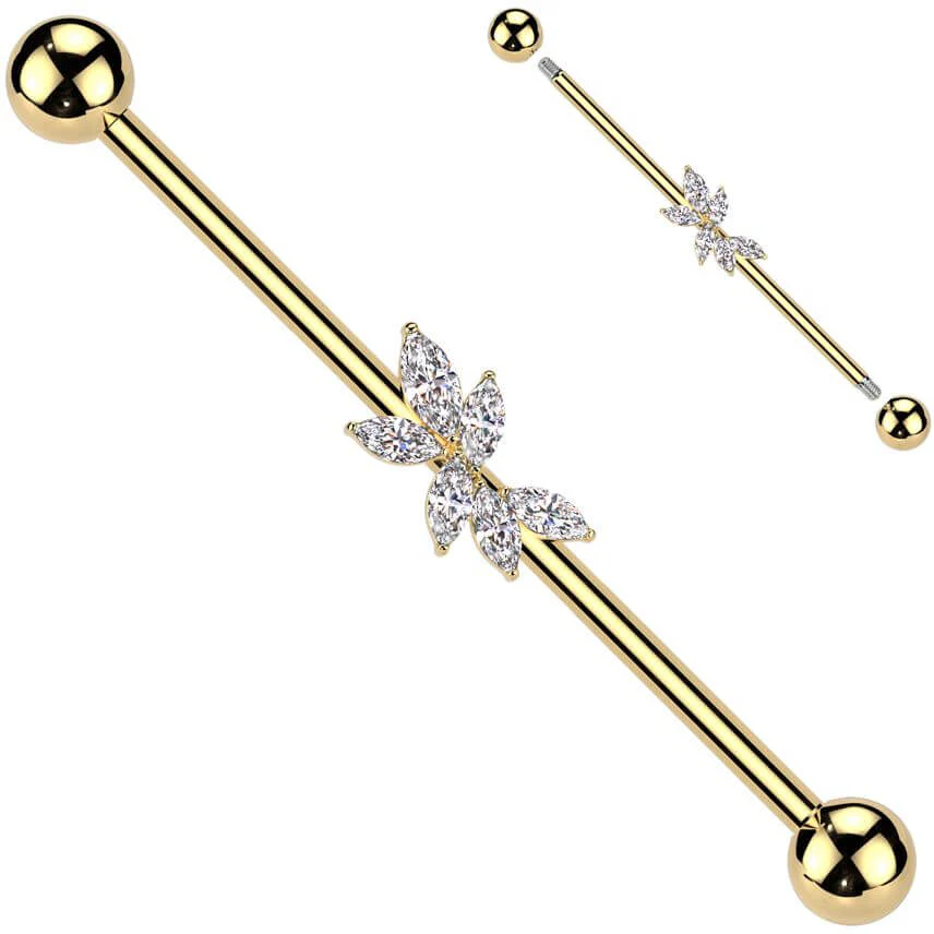 Industrial Barbell vine zirconia marquise cut - Image 3