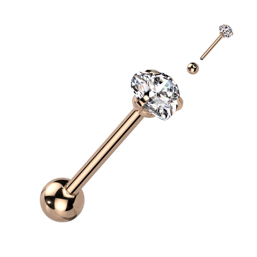 Tongue Barbell Heart Zirconia - Image 11