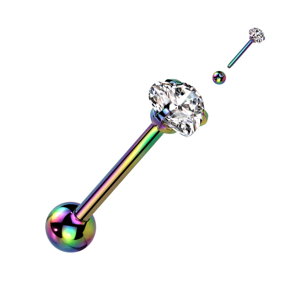 Tongue Barbell Heart Zirconia - Image 12