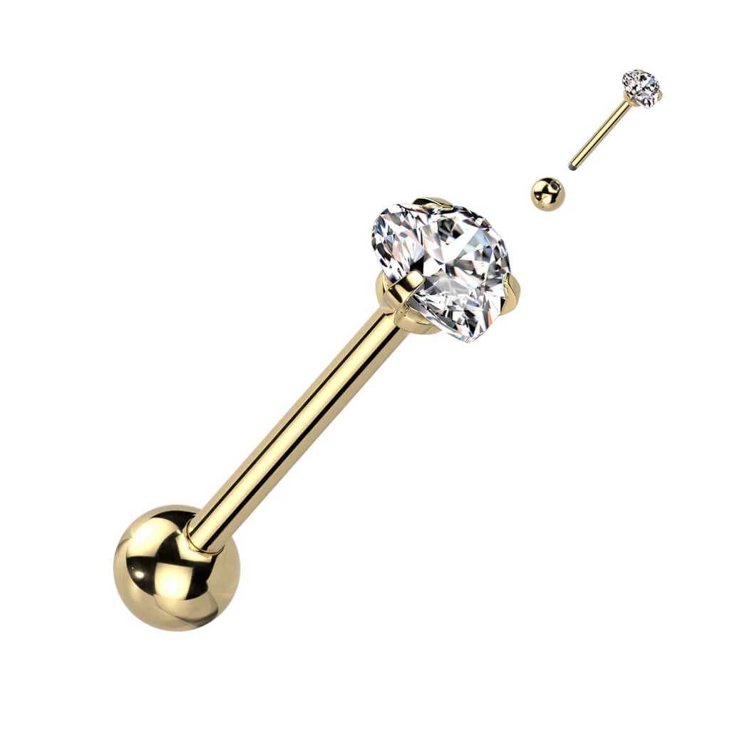Tongue Barbell Heart Zirconia - Image 6