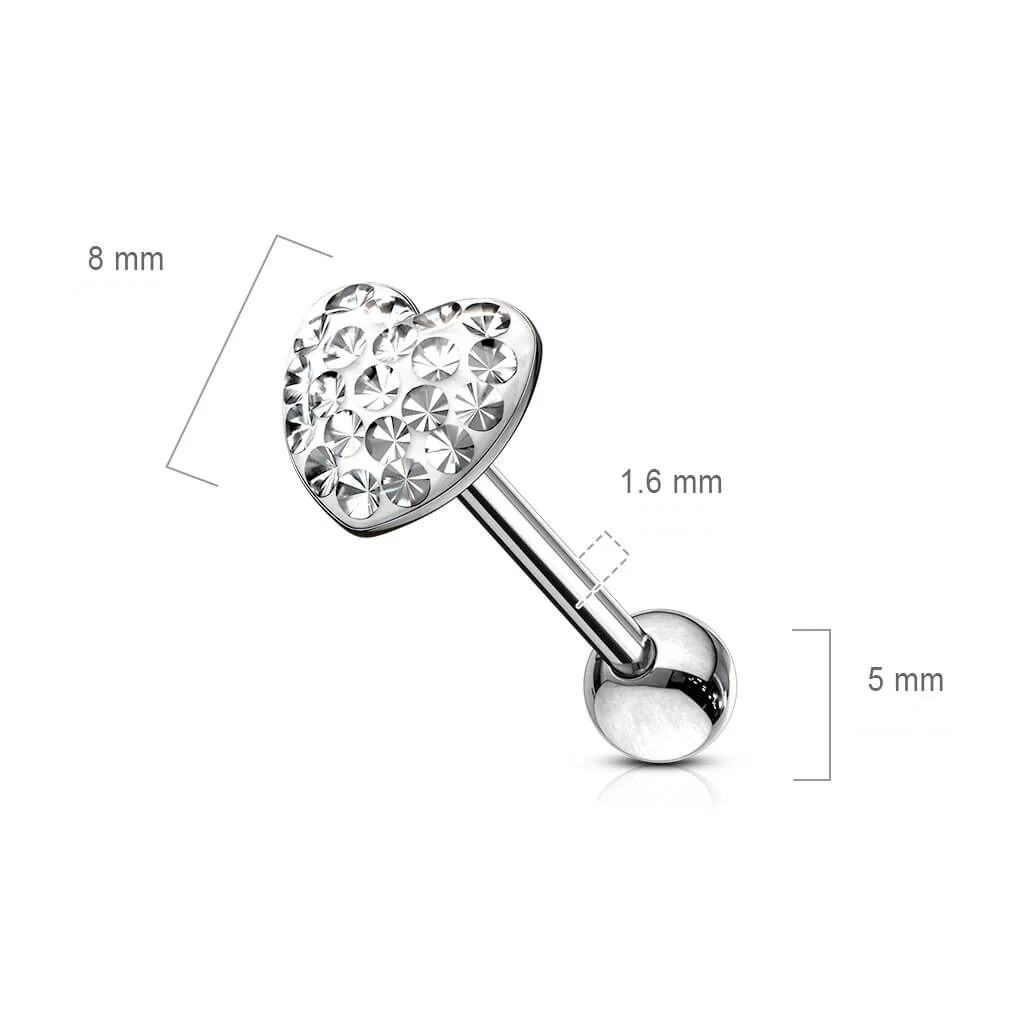 Tongue Barbell Heart Zirconia - Image 3