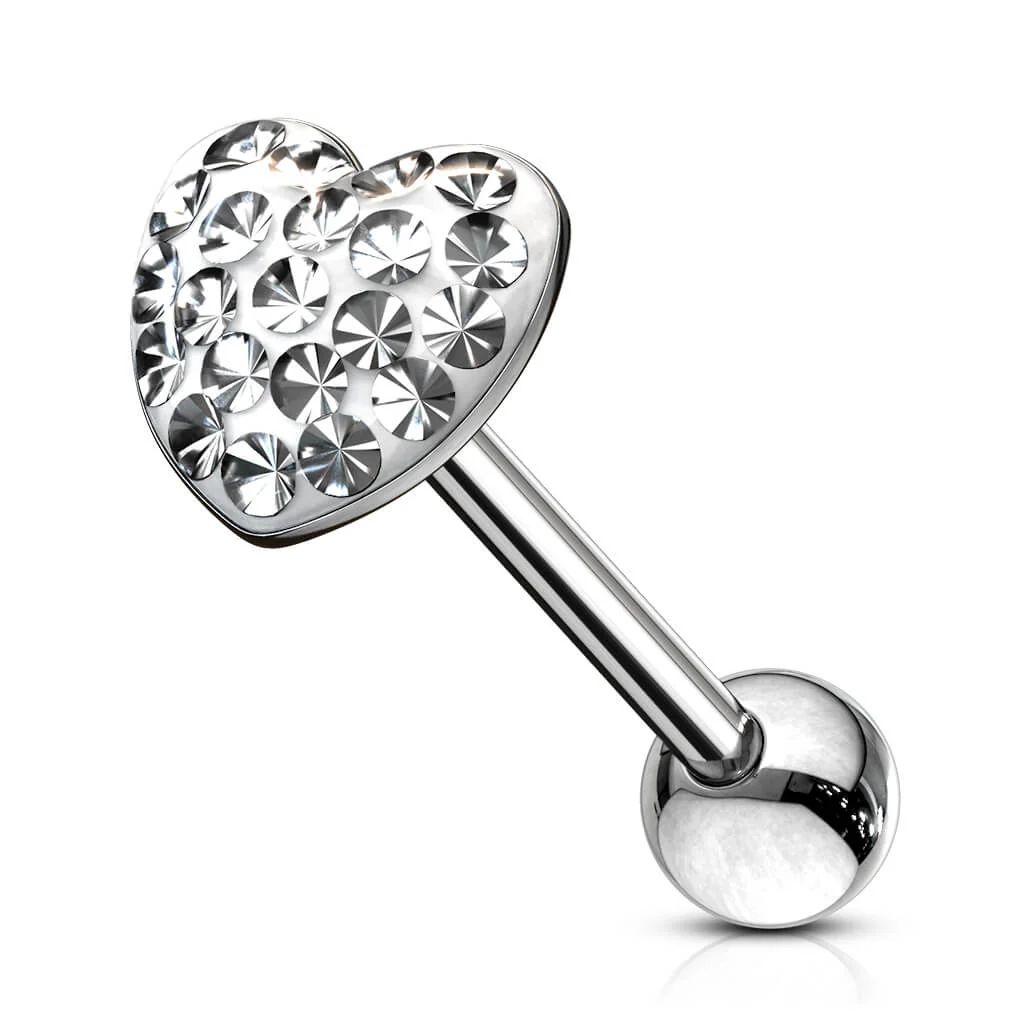 Tongue Barbell Heart Zirconia - Image 4