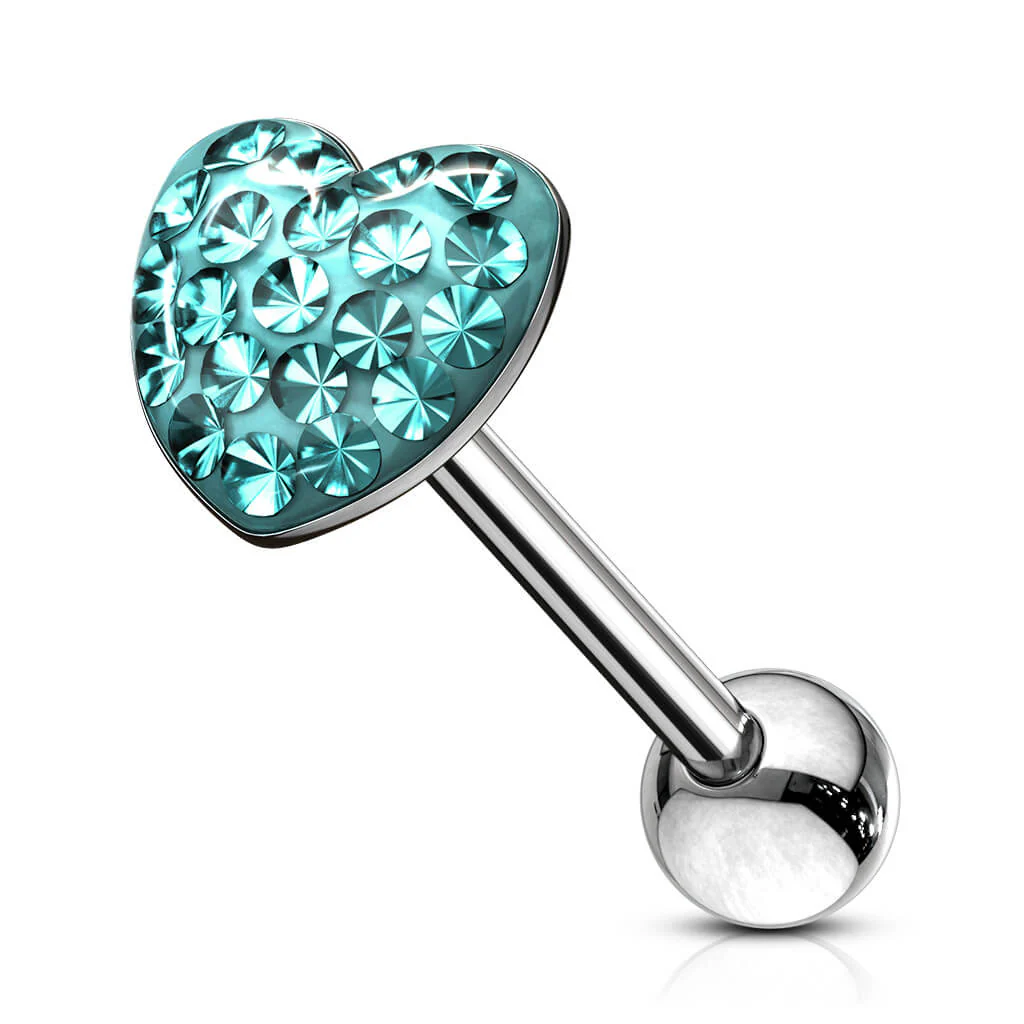 Tongue Barbell Heart Zirconia - Image 7
