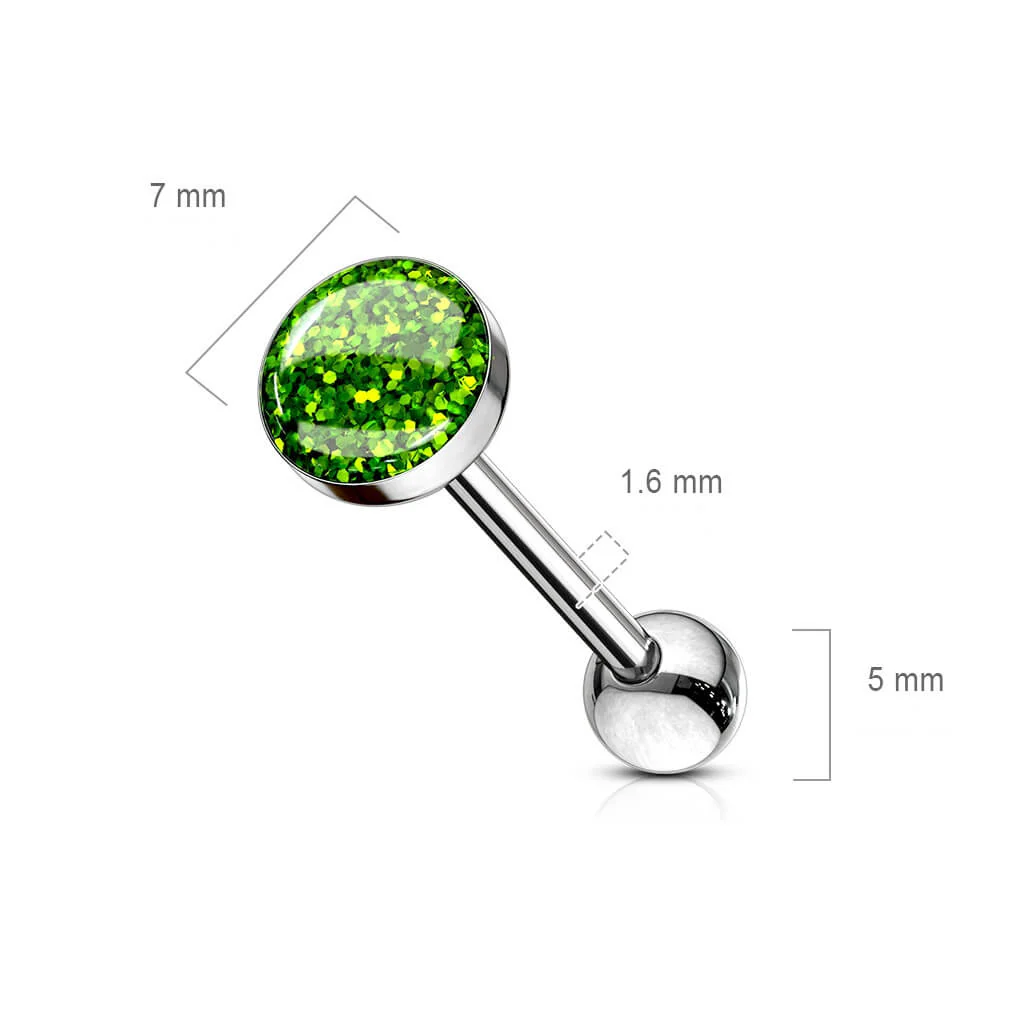 Tongue Barbell Epoxy Dome Glitter - Image 3