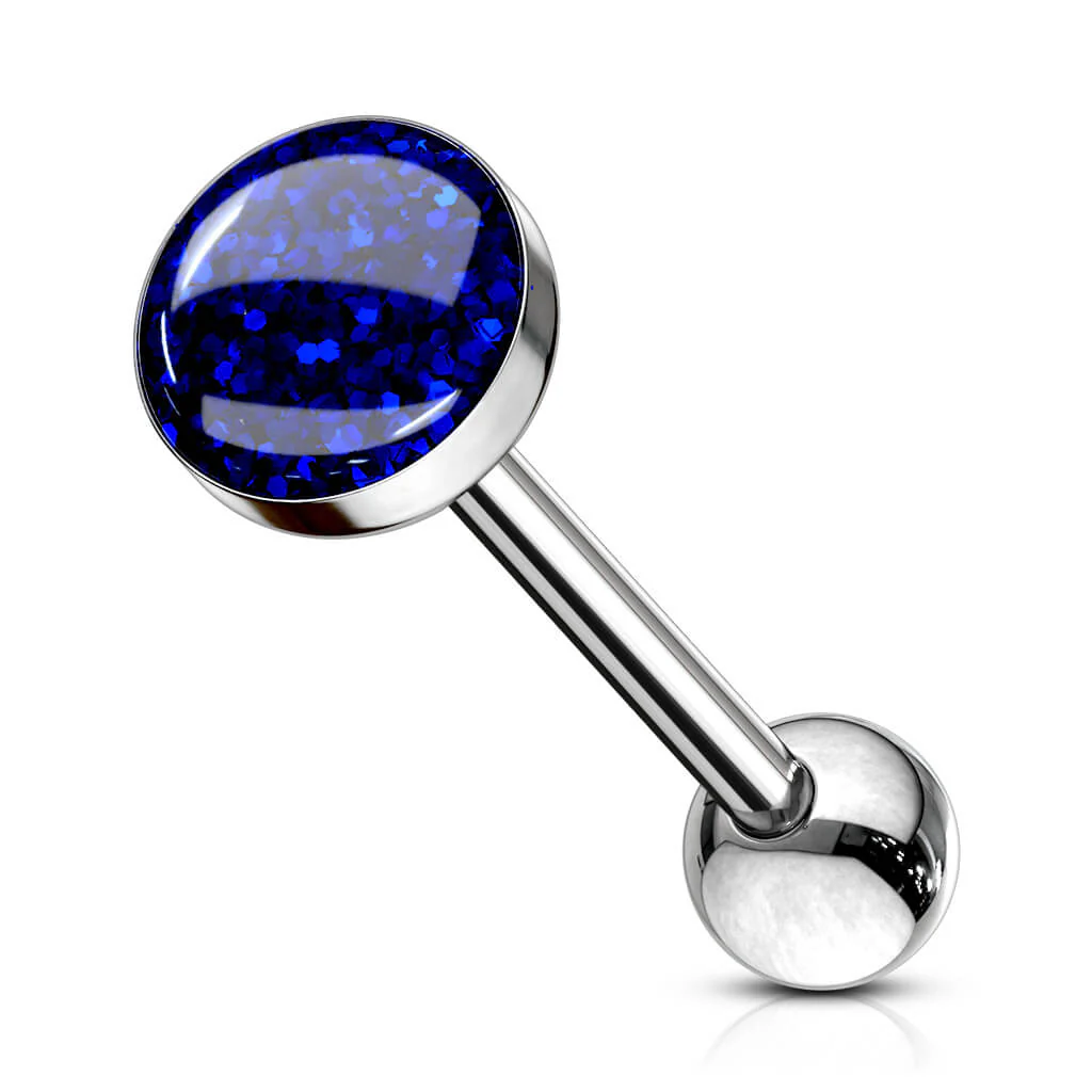 Tongue Barbell Epoxy Dome Glitter - Image 4