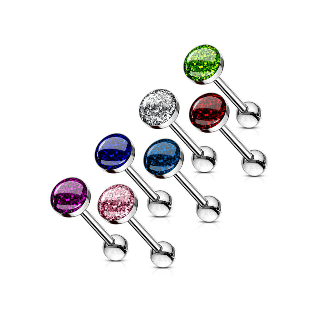 Tongue Barbell Epoxy Dome Glitter - Image 5