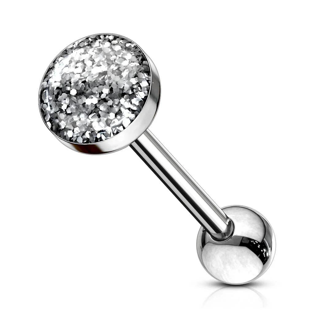 Tongue Barbell Epoxy Dome Glitter - Image 6