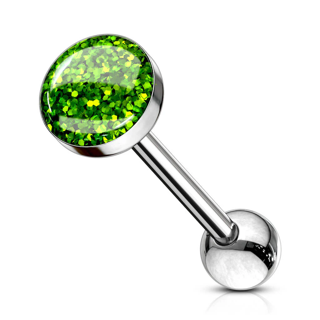 Tongue Barbell Epoxy Dome Glitter - Image 7