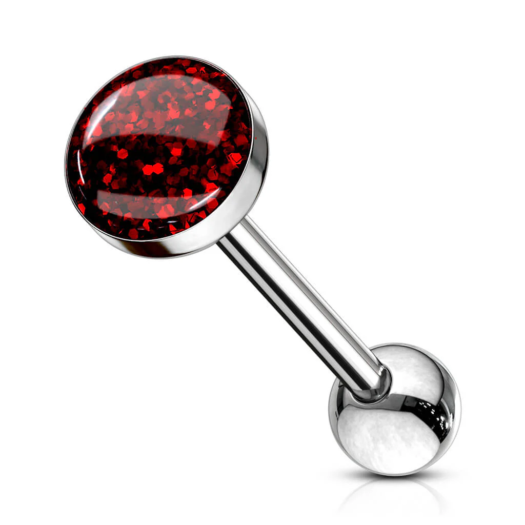 Tongue Barbell Epoxy Dome Glitter - Image 9