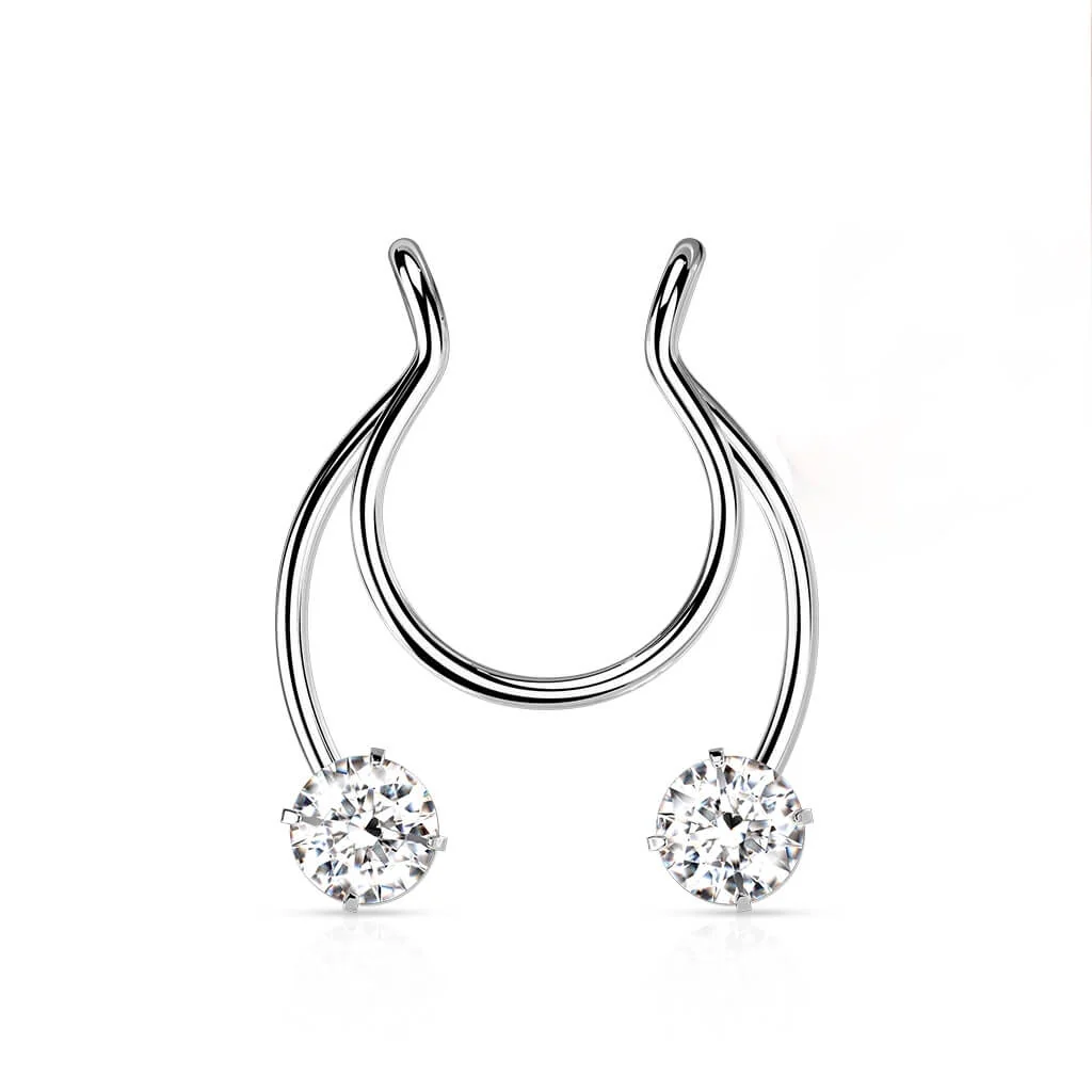Fake Nose Piercing Horseshoe Zirconia Bendable - Image 2