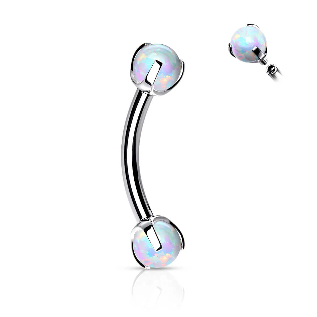 Eyebrow Piercing Ball Opal Internally Threaded - Image 10