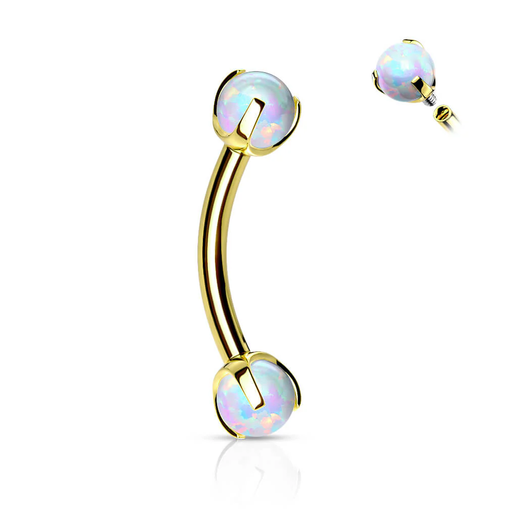Eyebrow Piercing Ball Opal Internally Threaded - Image 2