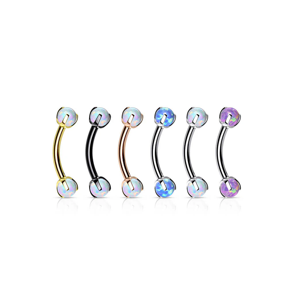 Eyebrow Piercing Ball Opal Internally Threaded - Image 5