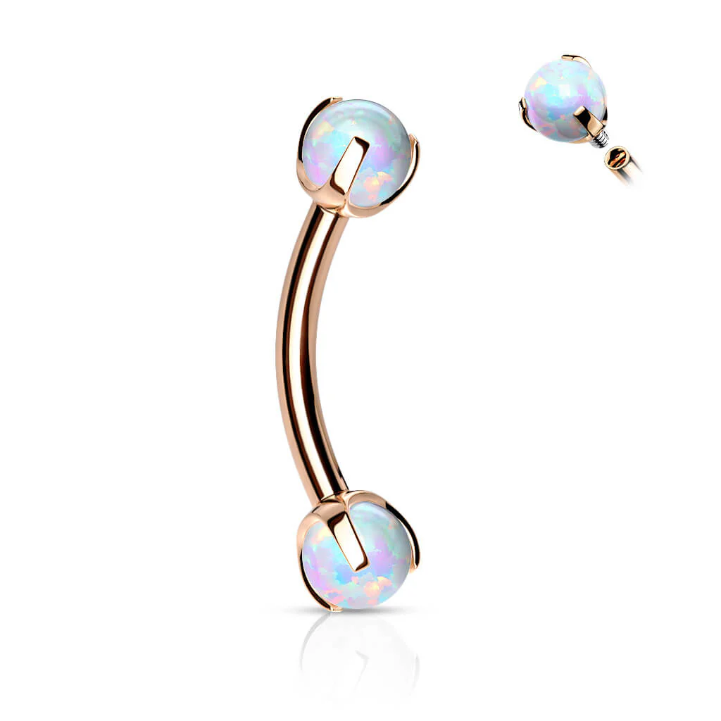 Eyebrow Piercing Ball Opal Internally Threaded - Image 6