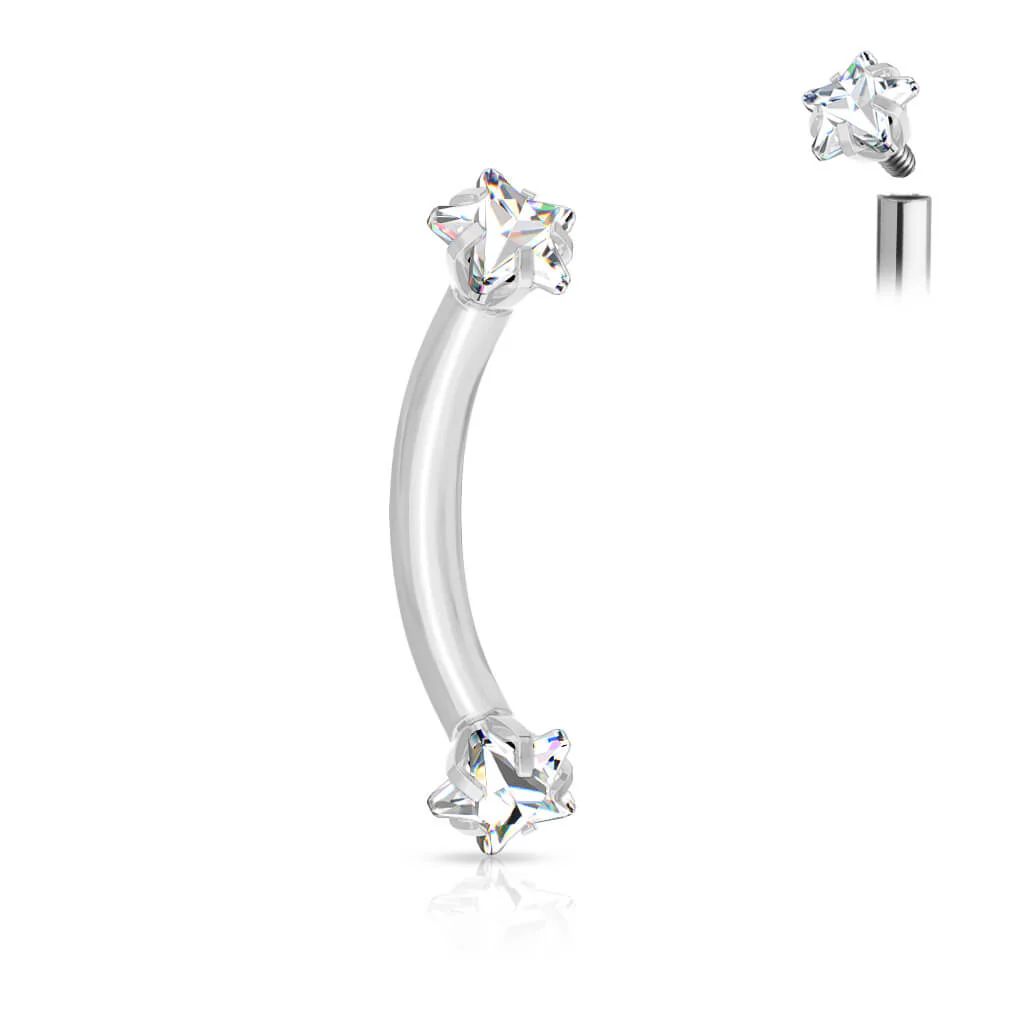 Eyebrow Piercing Star Zirconia Internally Threaded - Image 2