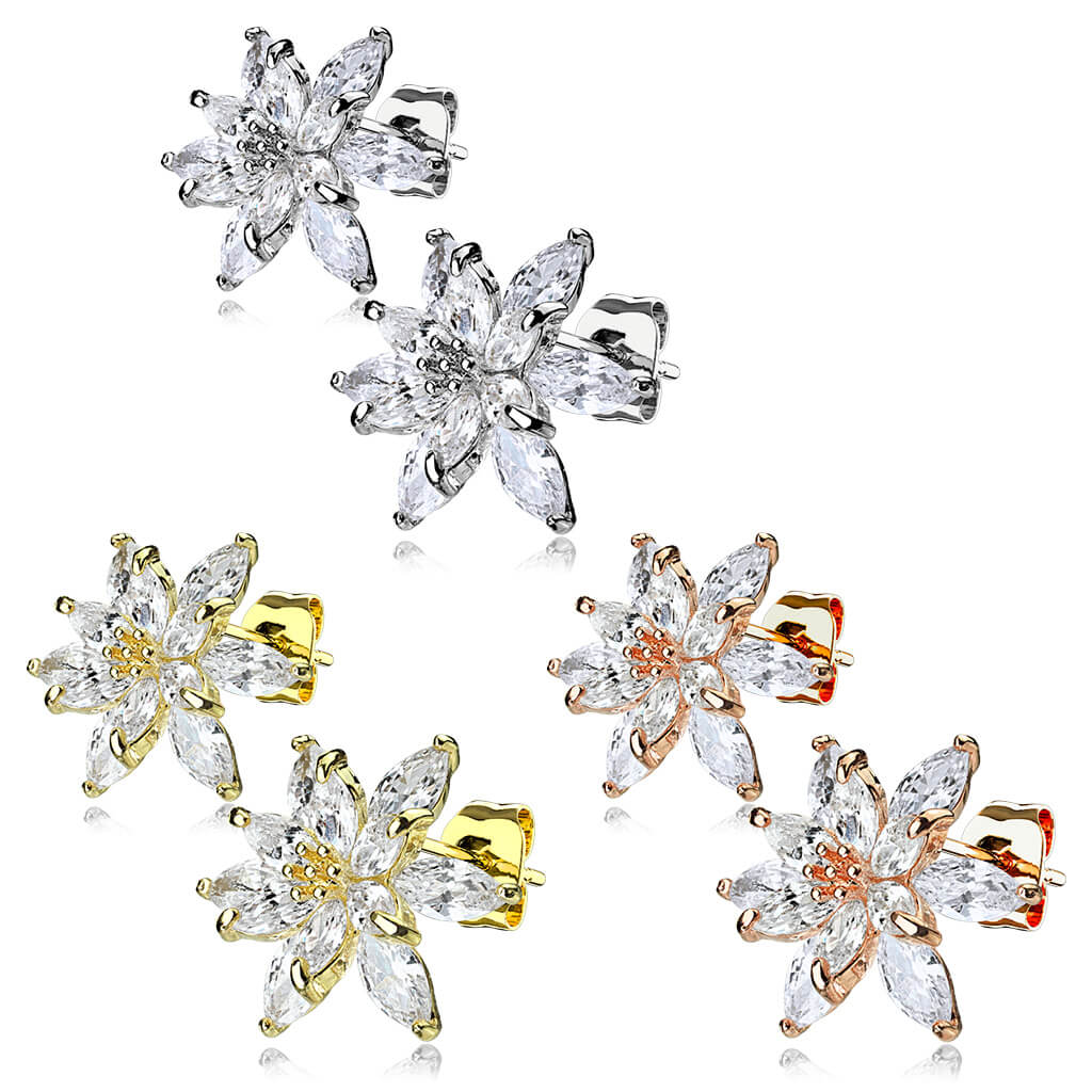 Ear Stud Flower Zirconia - Image 4