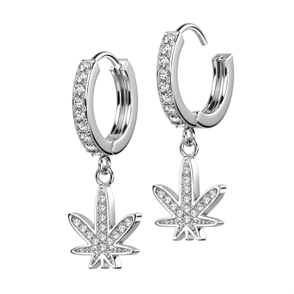 Hemp Leaf dangle Zirconia Clicker - Image 4