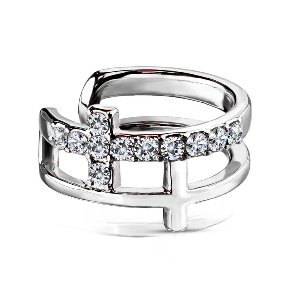 Earcuff Ear Cuff Double Cross Zirconia Bendable - Image 2