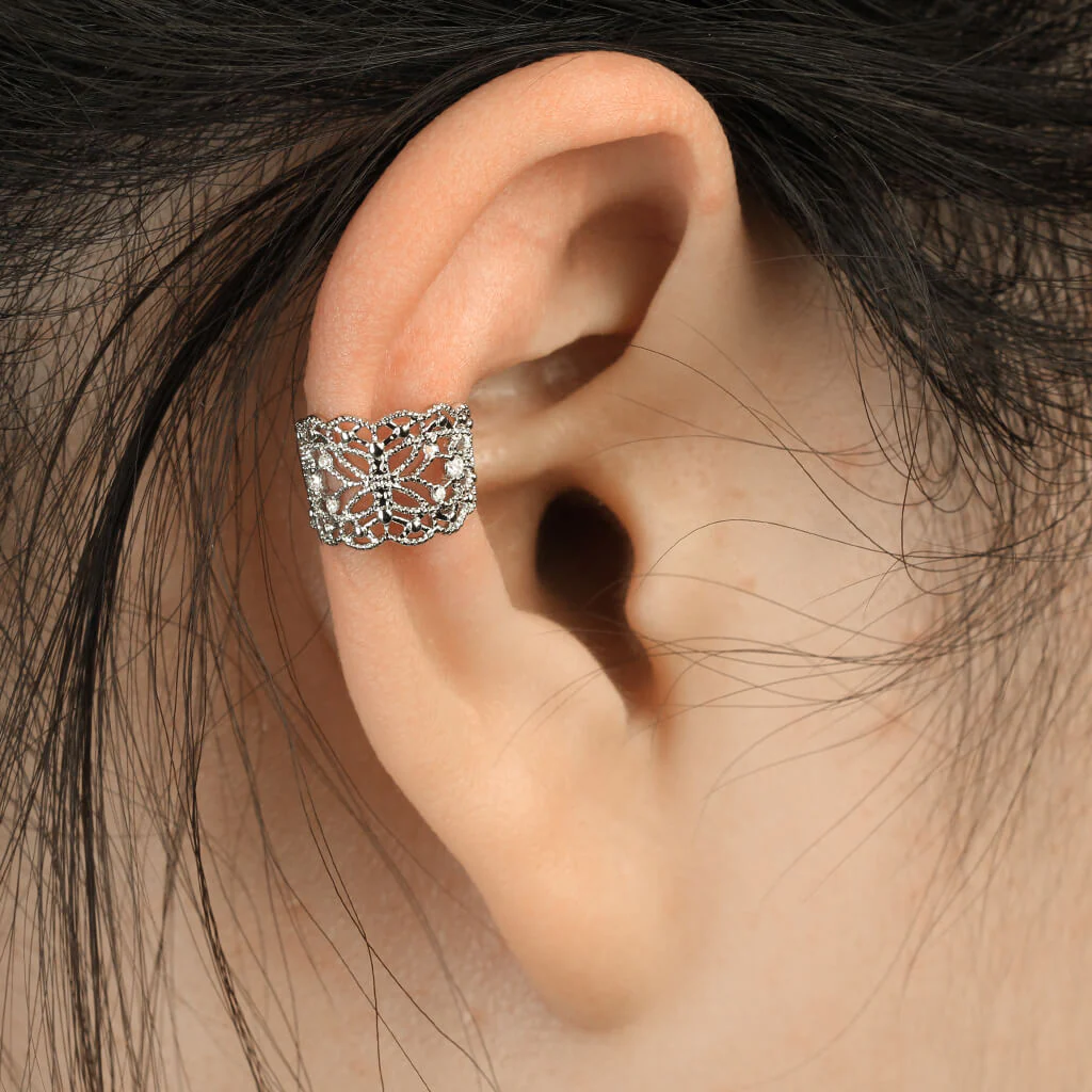 Earcuff Ear Cufff Butterfly Silver Zirconia Bendable - Image 4