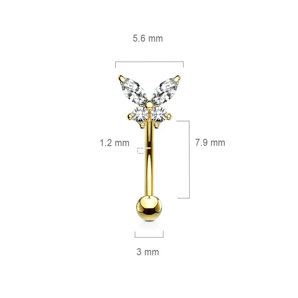 Eyebrow Piercing Butterfly Zirconia - Image 3
