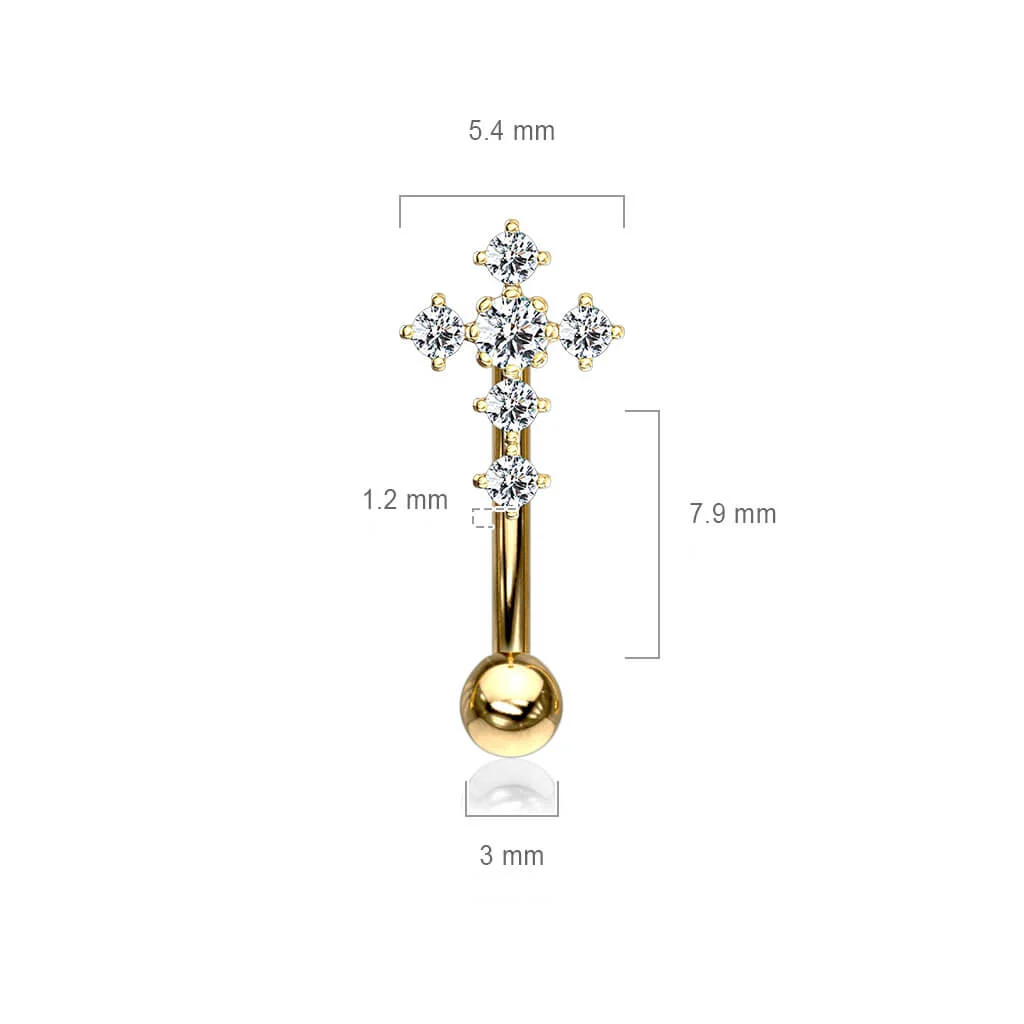 Eyebrow Piercing Cross Zirconia - Image 3