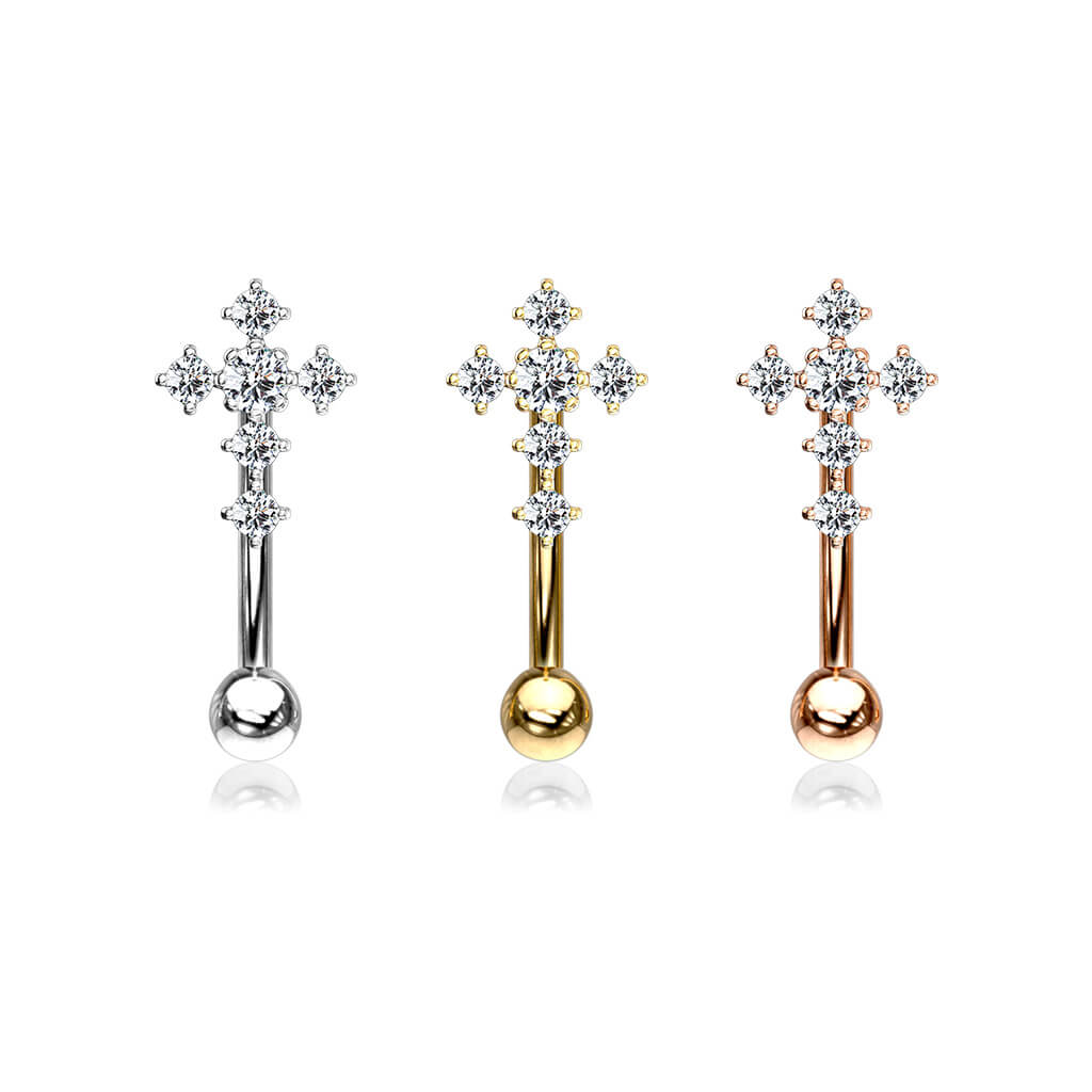 Eyebrow Piercing Cross Zirconia - Image 5