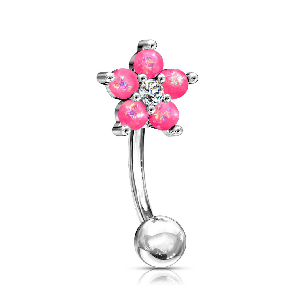 Eyebrow Piercing Flower Silver Zirconia - Image 2