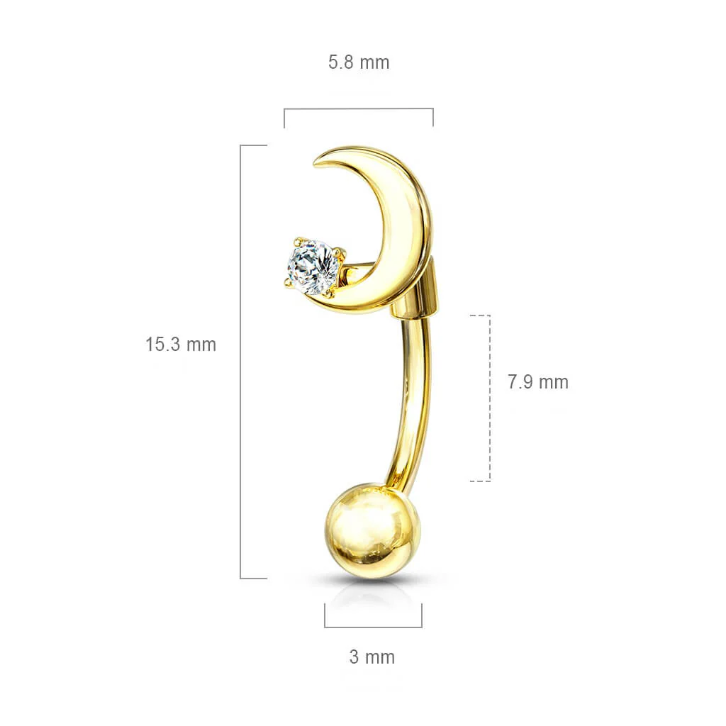 Eyebrow Piercing Moon Zirconia - Image 3