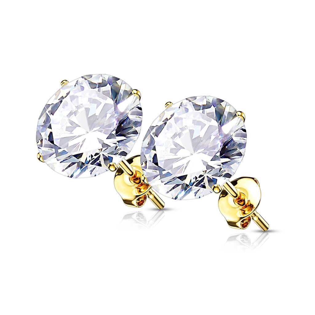 Solid Gold 14 Carat Round Zirconia - Image 4