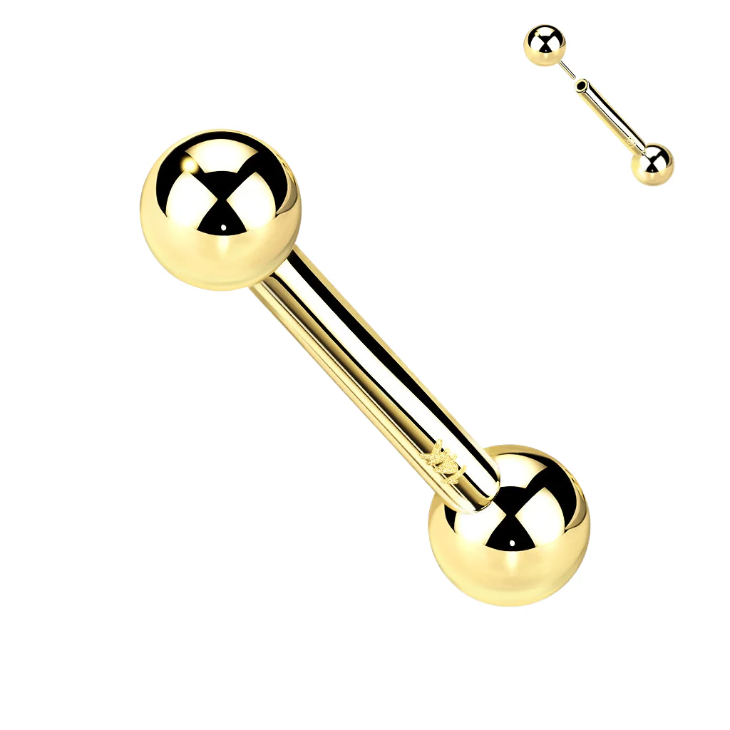 Solid Gold 14 Carat Barbell Ball Push-In - Image 6