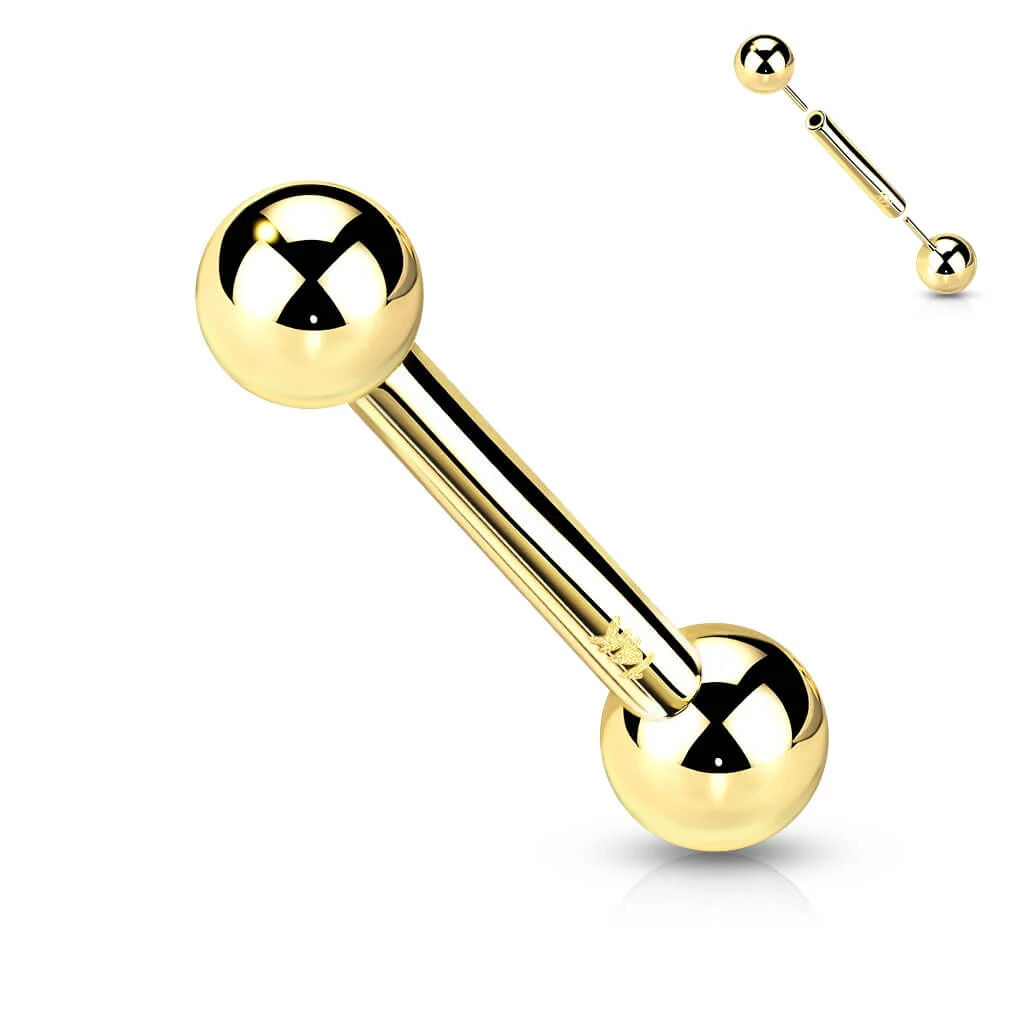 Solid Gold 14 Carat Barbell Ball Push-In - Image 9