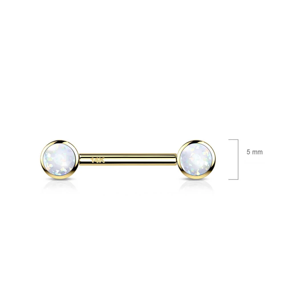 Solid Gold 14 Carat Nipple Piercing Round Zirconia Push-In - Image 3